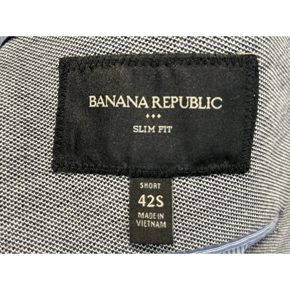 Banana Republic Mens Slim Fit Gray Knit Woven 2-Btn Blazer Jacket 42S Sport Coat